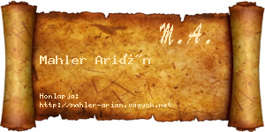 Mahler Arián névjegykártya